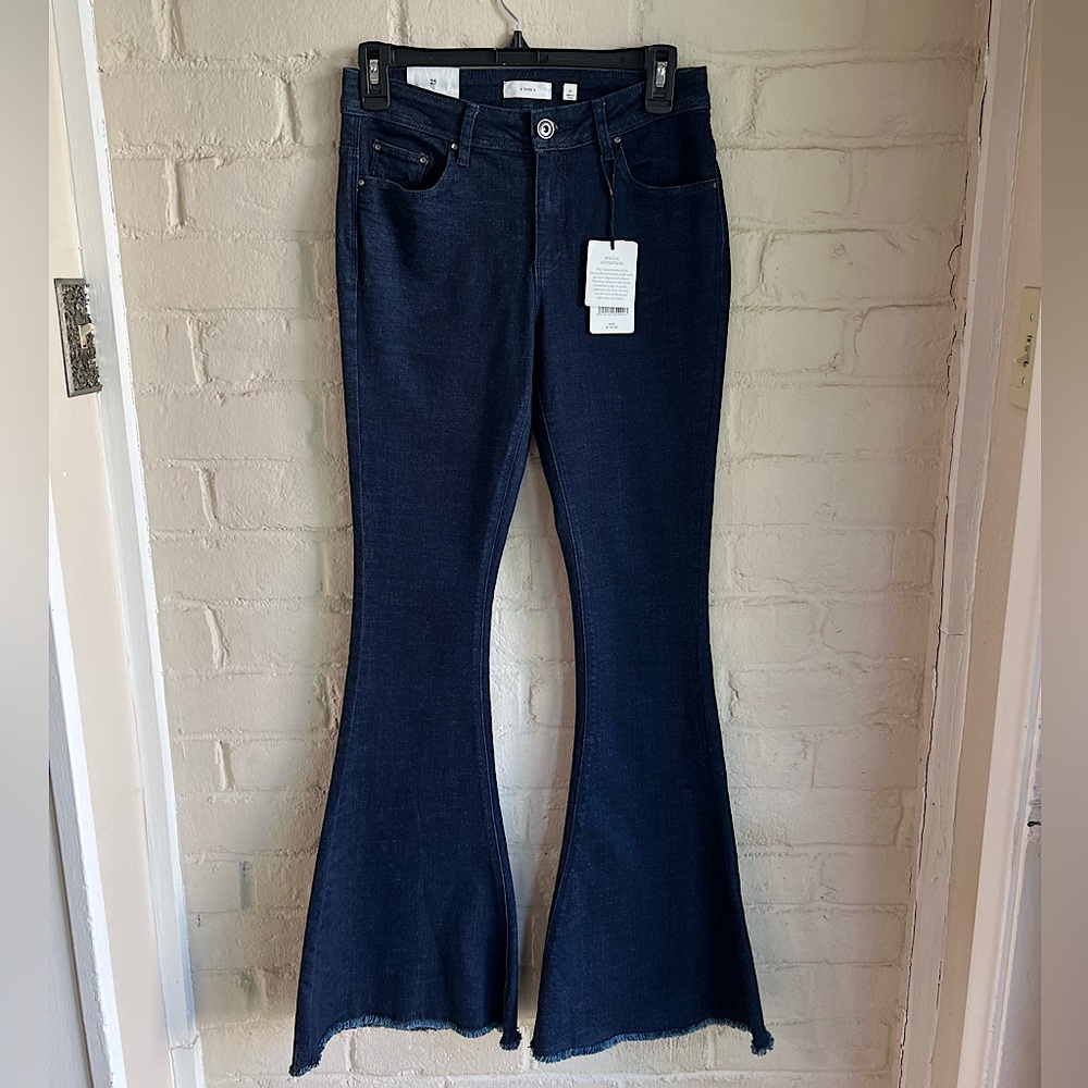 A Loves A ankle flare size 25 NWT dark wash blue jeans boho stretch